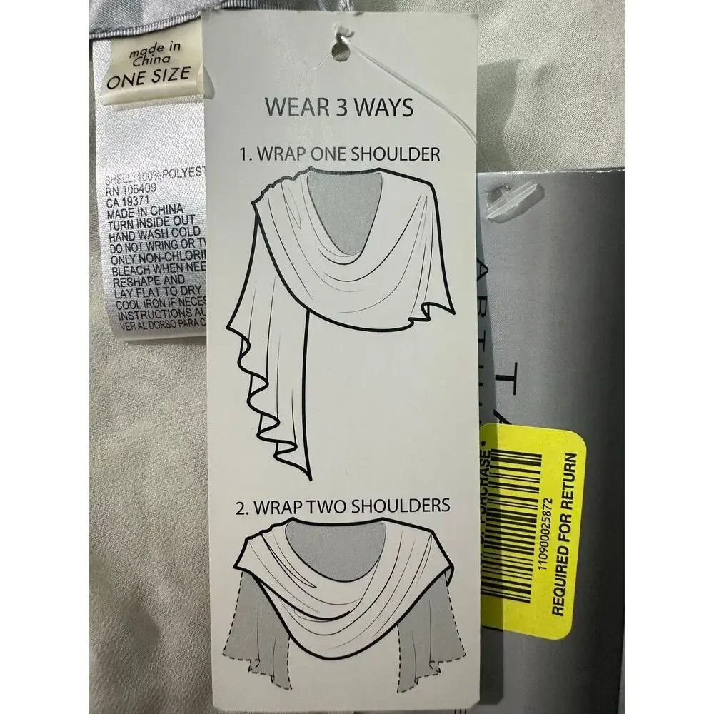 Tahari Sheer Champagne Shimmer Cream Shawl Wrap NWT Neutral Scarf